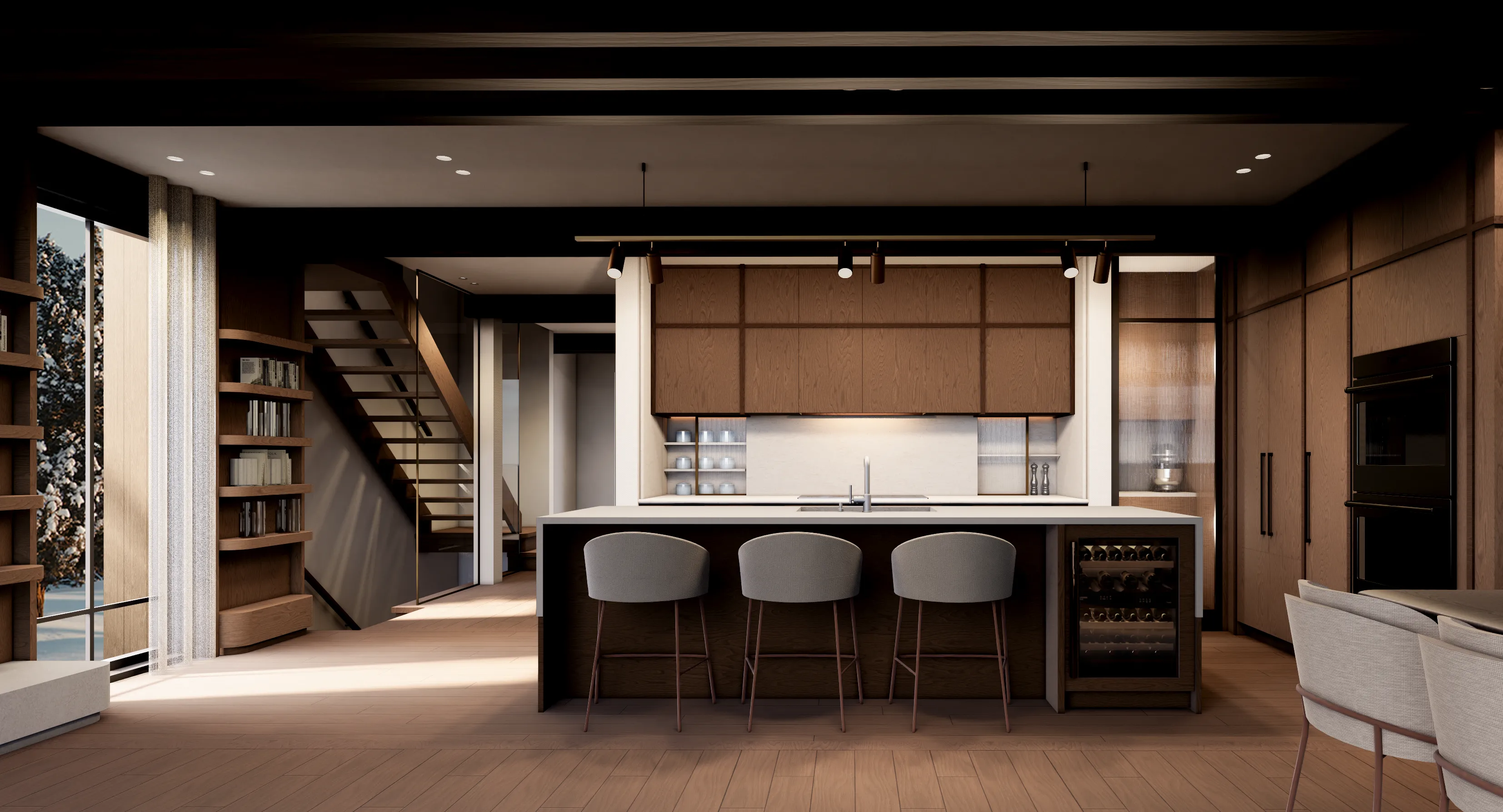 Kitchen – Rich tones and fine wood create a refined space with unmatched functionality