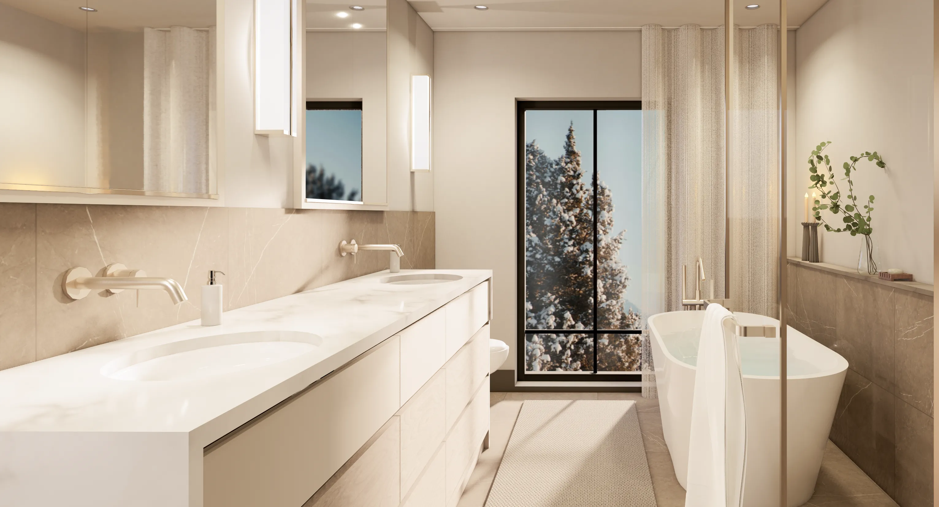 Bathroom – Refined materials and a soothing atmosphere for moments of ultimate well-being 
