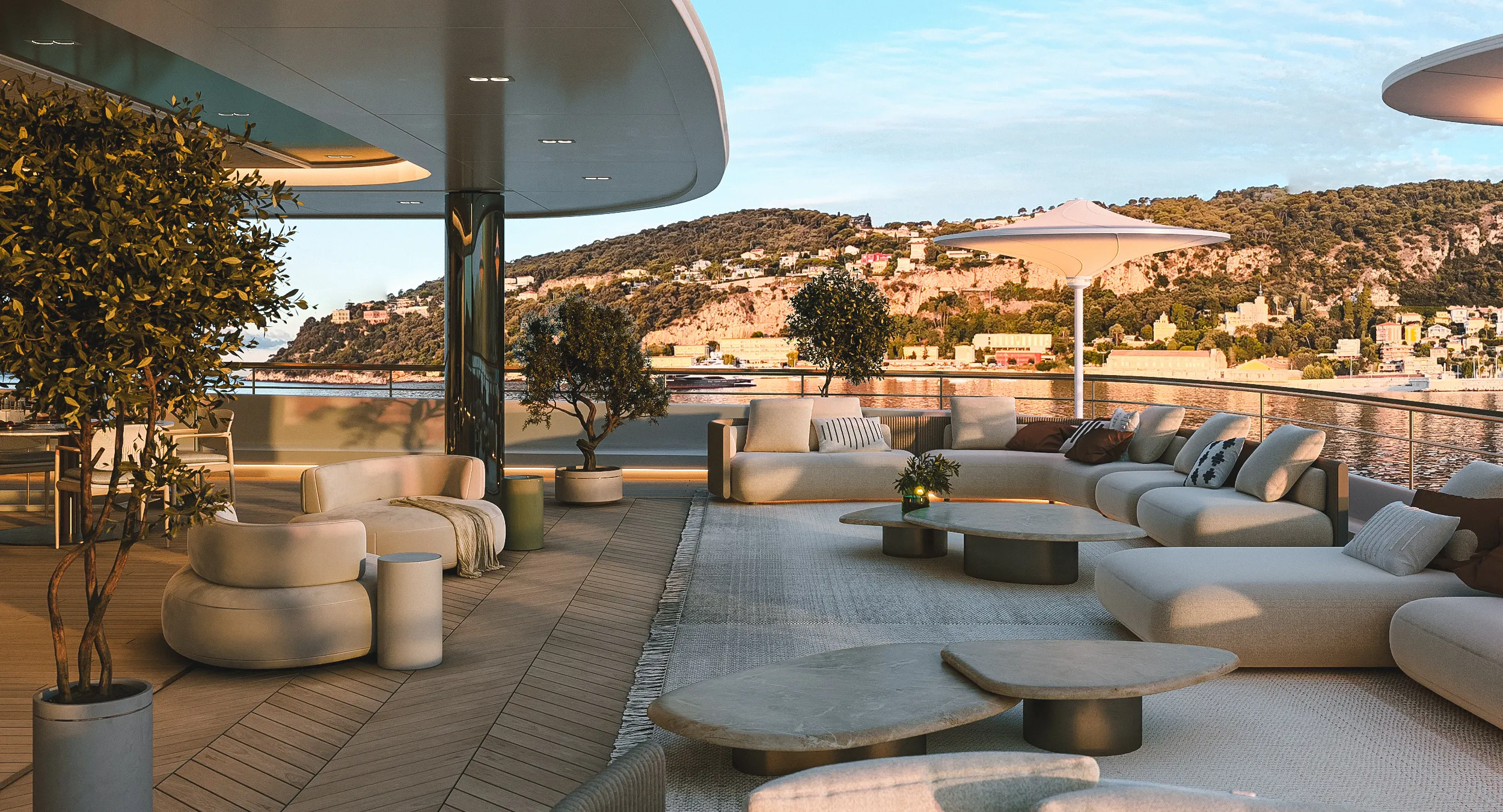 Photp of the deck with the relaxation area